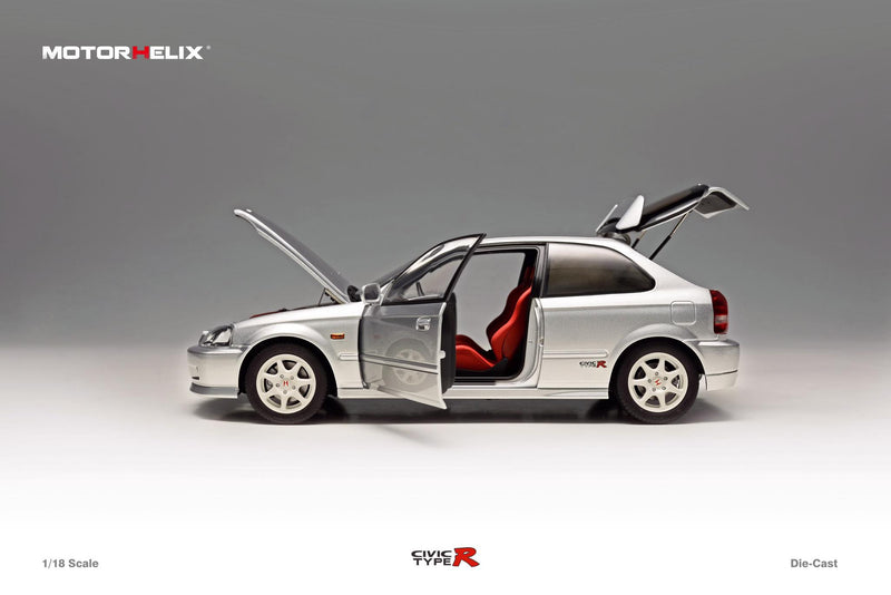 MotorHelix 1/18 Honda Civic Type-R Late Version (EK9) in Vogue Silver Metallic