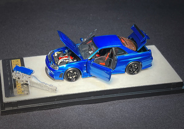 *PREORDER* PGM 1:64 Nissan Skyline GT-R (R34) in Bayside Blue Regular Version