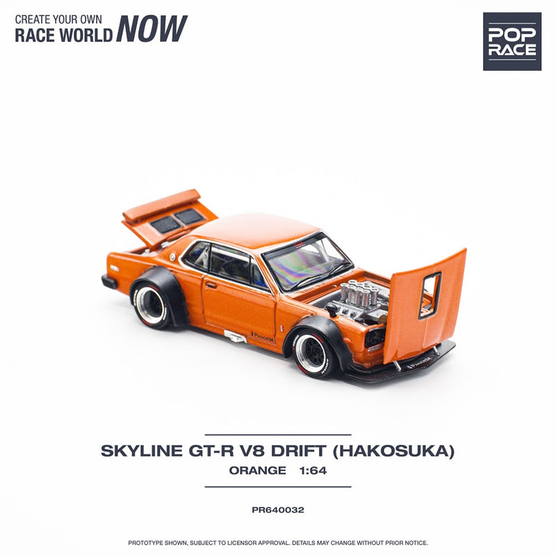 Pop Race 1/64 Nissan Skyline  GT-R V8 Drift (Hakosuka) in Orange