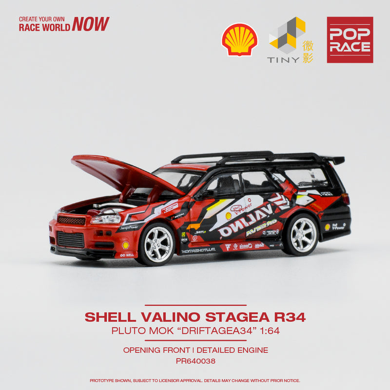 Pop Race 1/64 Nissan Stagea (R34 Converted) Pluto Mok "DRIFTGEA34" Shell Valino