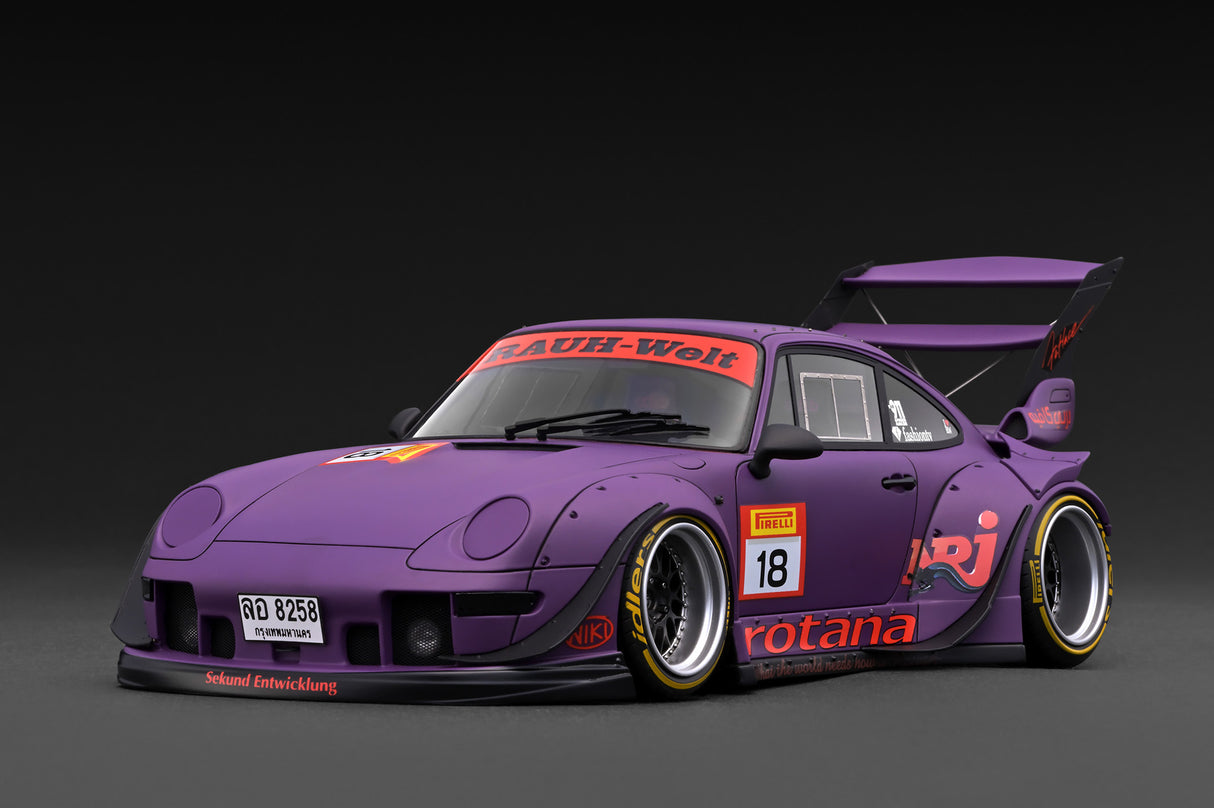 *PREORDER* Ignition Model 1:18 Porsche RWB 993 in Matte Purple with Mr. Nakai Figure