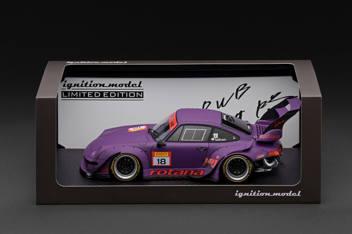 *PREORDER* Ignition Model 1:18 Porsche RWB 993 in Matte Purple with Mr. Nakai Figure