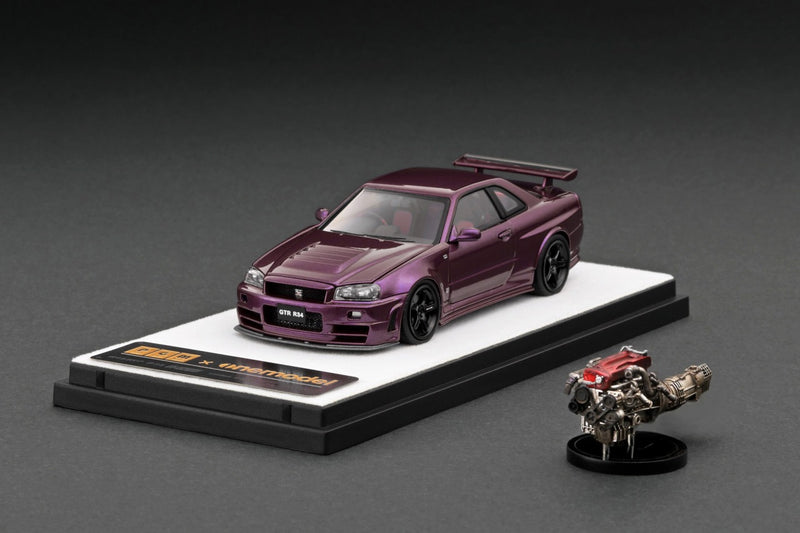 PGM x One Model 1:64 Nissan Skyline GT-R (R34) in Midnight Purple Regular Version