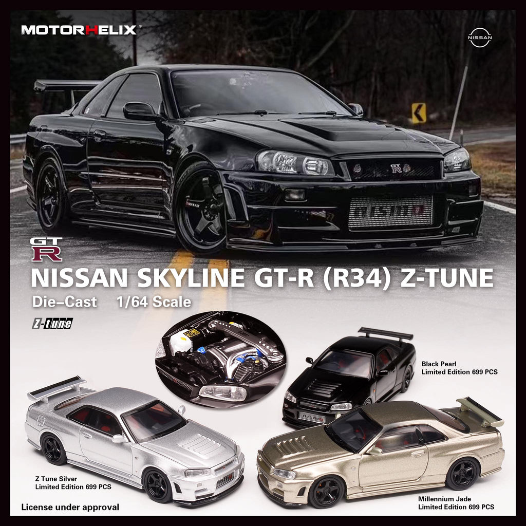 One Model 1:18 Nissan Skyline GT-R (BNR34) Z-Tune in Gun Gray Metallic