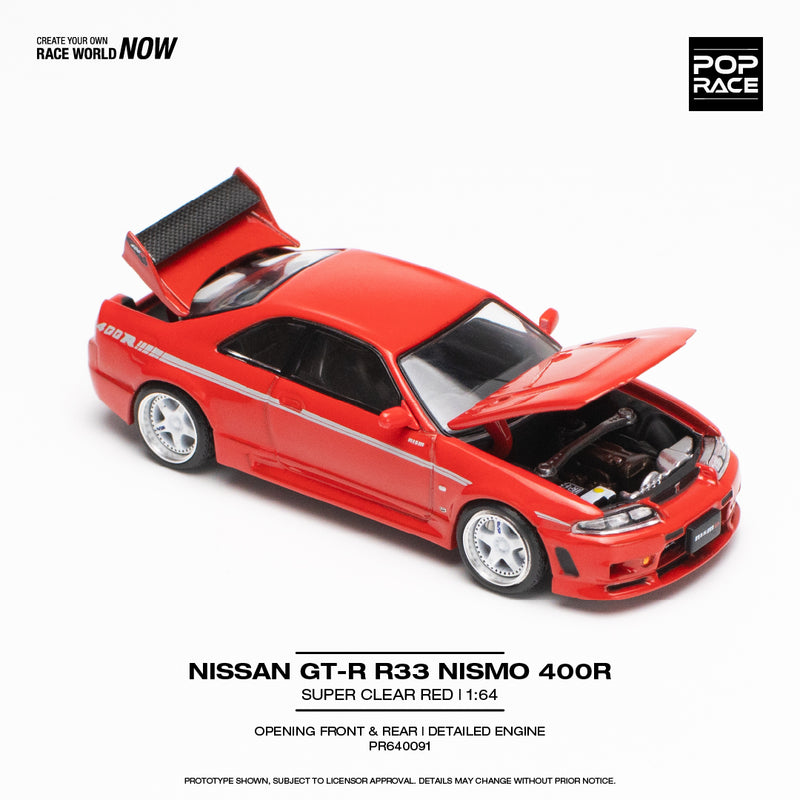 *PREORDER* Pop Race 1/64 Nissan Skyline (BNCR33) NISMO 400R in Super Clear Red