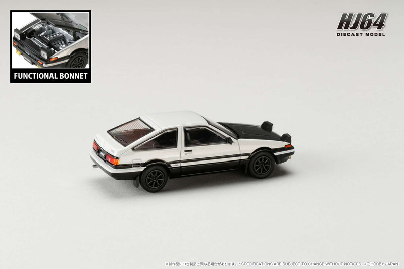 *PREORDER* Hobby Japan 1:64 Toyota Sprinter Trueno GT Apex (AE86) in White / Black with Carbon Bonnet