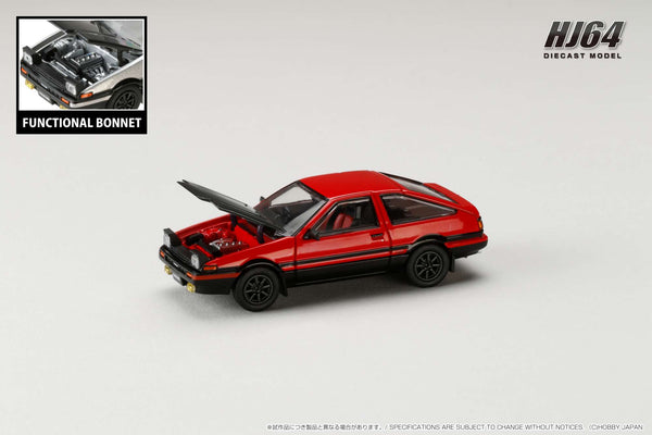 *PREORDER* Hobby Japan 1:64 Toyota Sprinter Trueno GT Apex (AE86) in Red / Black with Carbon Bonnet