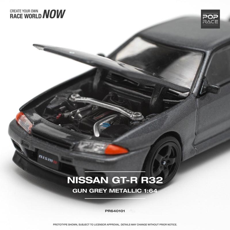 *PREORDER* Pop Race 1:64 Nissan Skyline GT-R R32 in Gun Grey Metallic