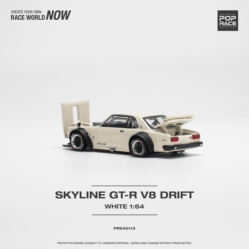 *PREORDER* Pop Race 1:64 Nissan Skyline  GT-R V8 Drift (Hakosuka) in White