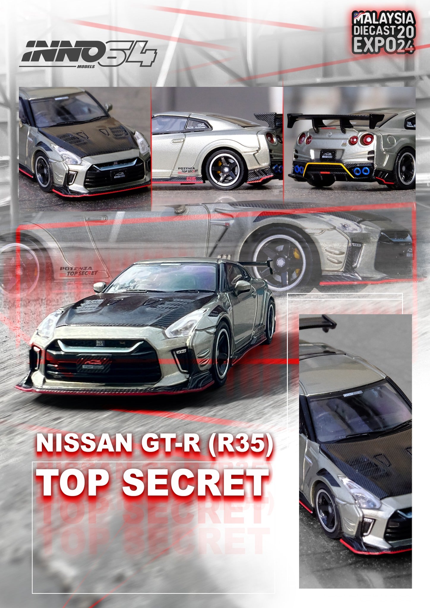 2024 NISSAN GT-R R35 NISMO TOP SECRET GRAY 1/64 BY INNO
