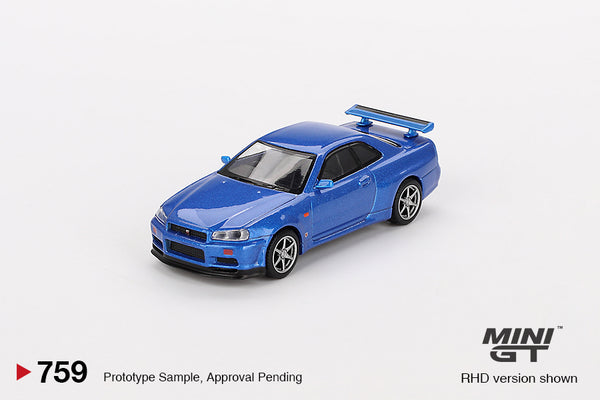 MINI GT 1:64 Nissan Skyline GT-R (R34)  V-Spec Bayside Blue