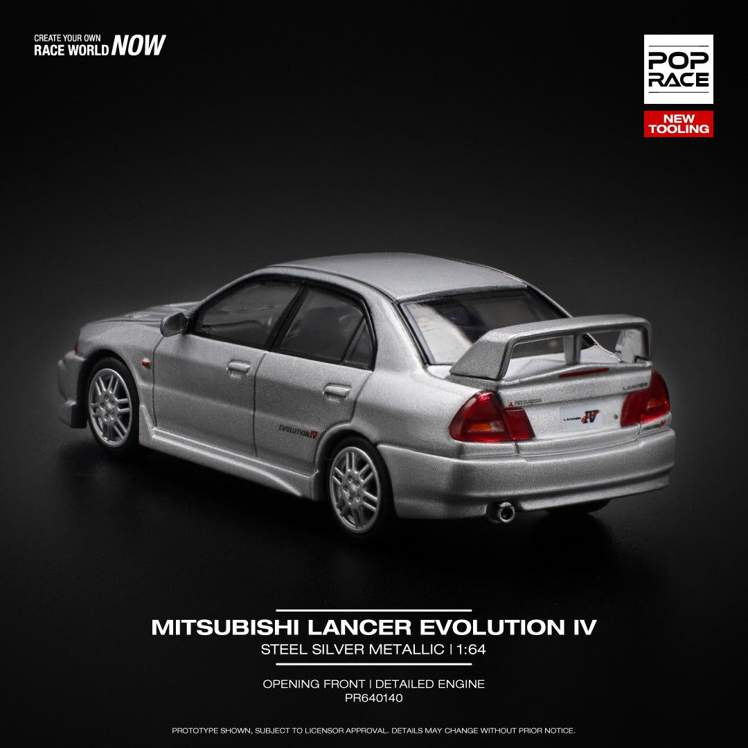 Pop Race 1:64 Mitsubishi Lancer Evolution IV in Steel Silver