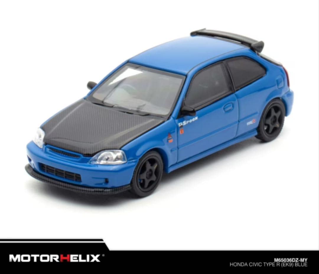 *PREORDER* MotorHelix 1:64 Honda Civic Type-R (EK9) Spoon Sports in Blue TMCS Special Event Edition (ONE PER PERSON PER ORDER)