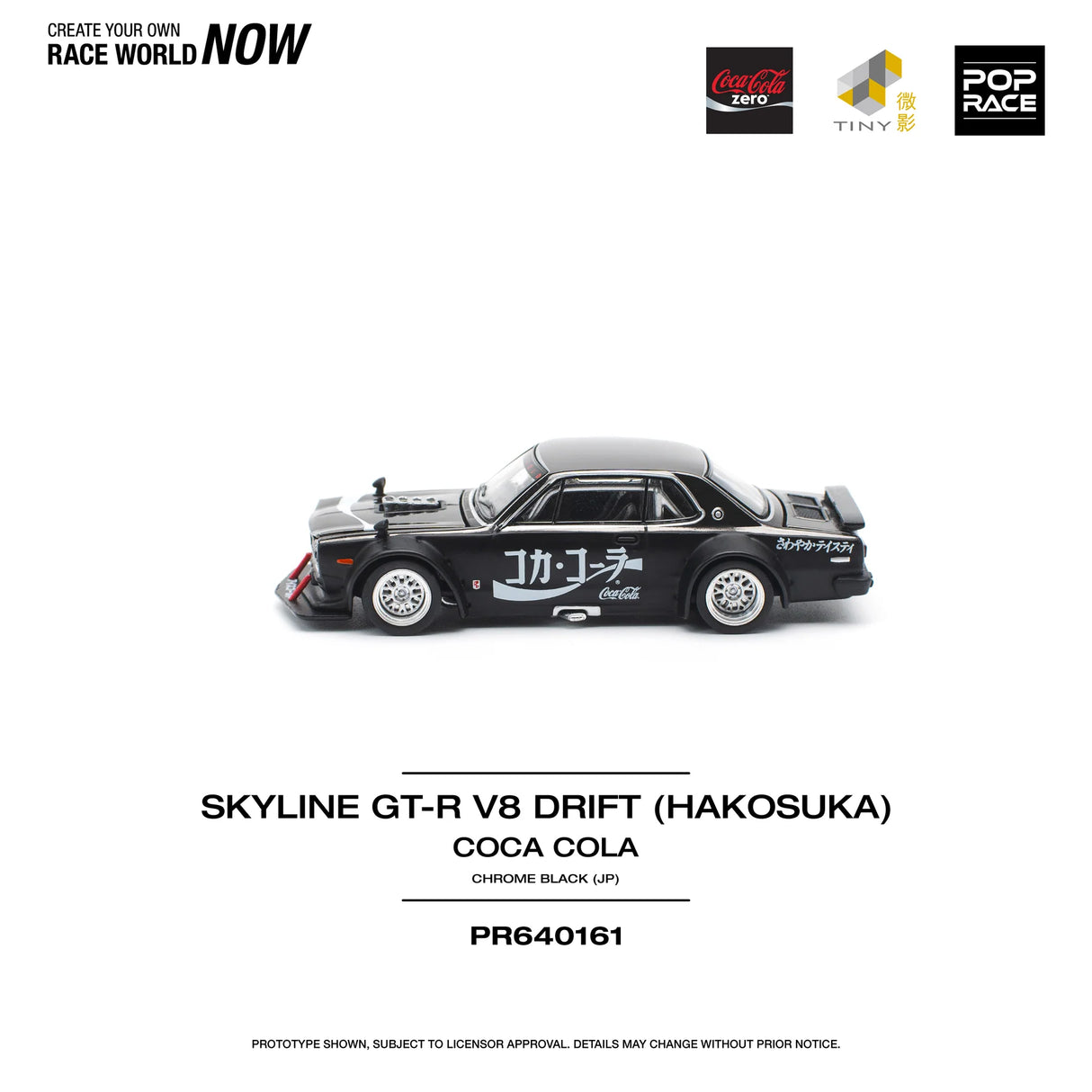 Pop Race 1:64 Nissan Skyline GT-R V8 Drift (Hakosuka) JP Coca Cola in Black
