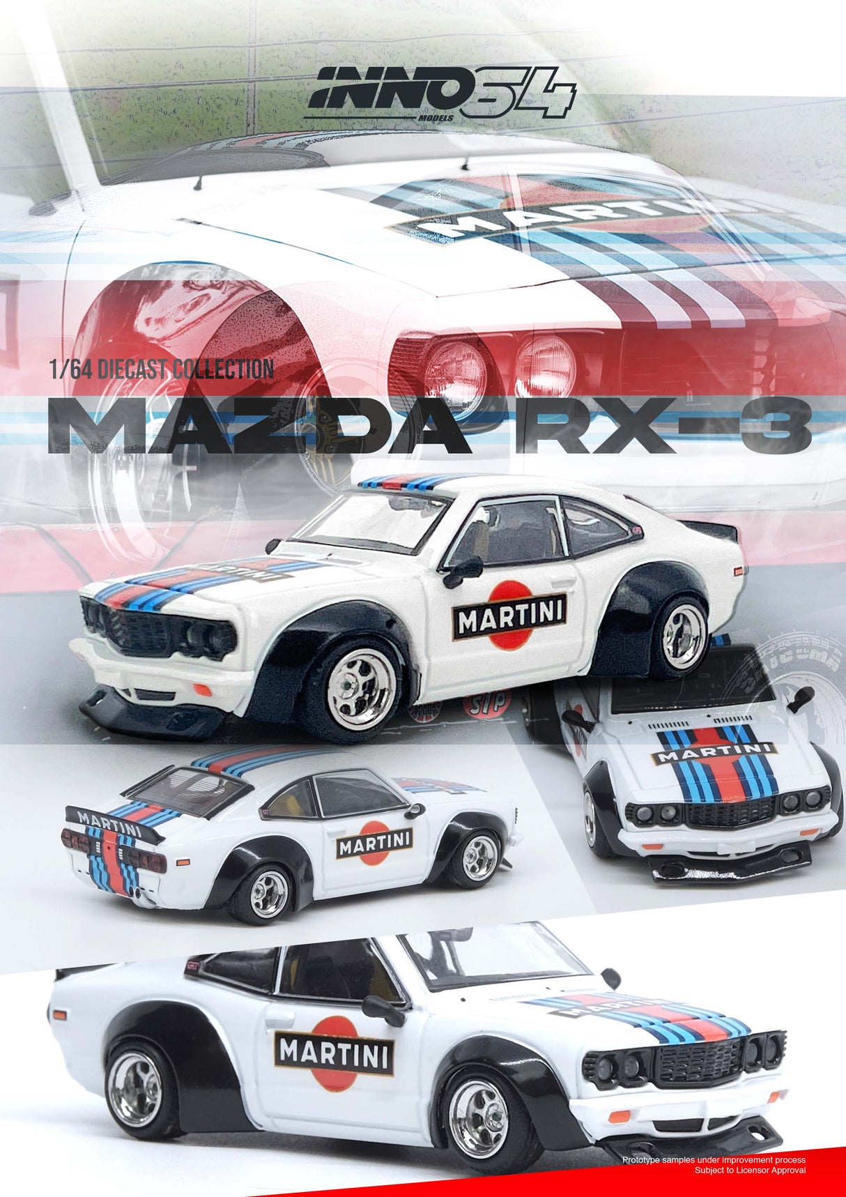 INNO64 1:64 Mazda RX-3 Savanna LBWK "MARTINI RACING"