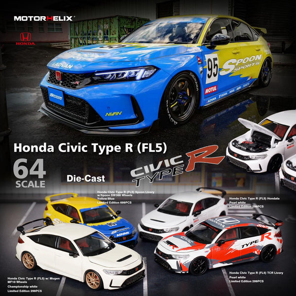 *PREORDER MotorHelix 1:64 Honda Civic Type-R (FL5) HONDATA Version in Pearl White