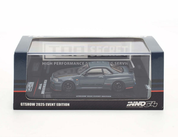 *PREORDER* INNO64 1:64 Nissan Skyline GT-R (R34) TOP SECRET GTSHOW 2025 Event Edition (ONE PER CUSTOMER PER ORDER)