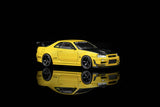 *PREORDER* MotorHelix 1:64 Nissan Skyline GT-R (R34) Customized Version in Lightning Yellow