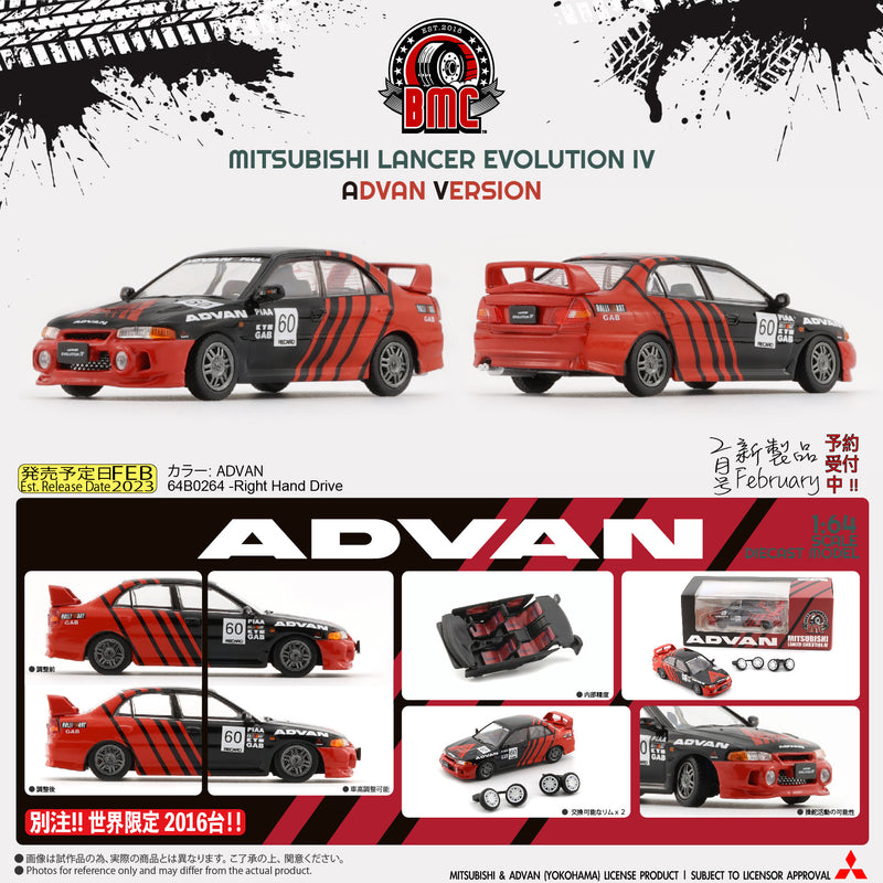 BM Creations 1:64 Mitsubishi Lancer EVO IV Advan Edition RHD Configuration