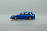*PREORDER* MotorHelix 1:64 Subaru Impreza Wagon WRX STi Ver. VI Customized in World Rally Blue Mica with Carbon Bonnet
