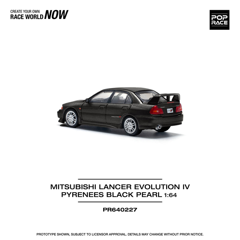 *PREORDER* Pop Race 1:64 Mitsubishi Lancer EVO IV in Pyreness Black Pearl