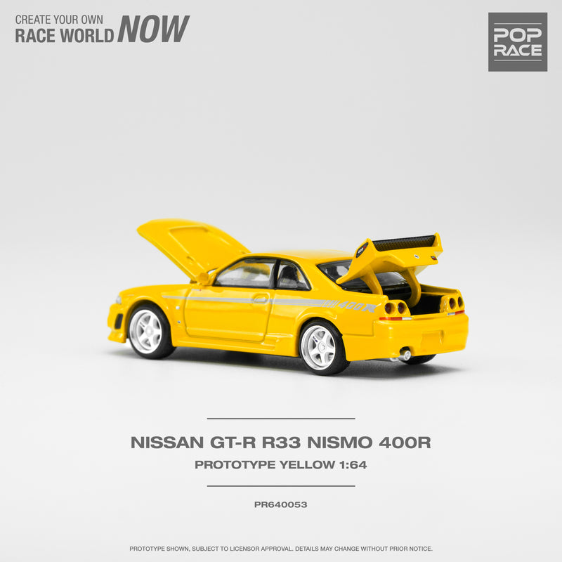 *PREORDER* Pop Race 1/64 Nissan Skyline (BNCR33) NISMO 400R in Prototype Yellow
