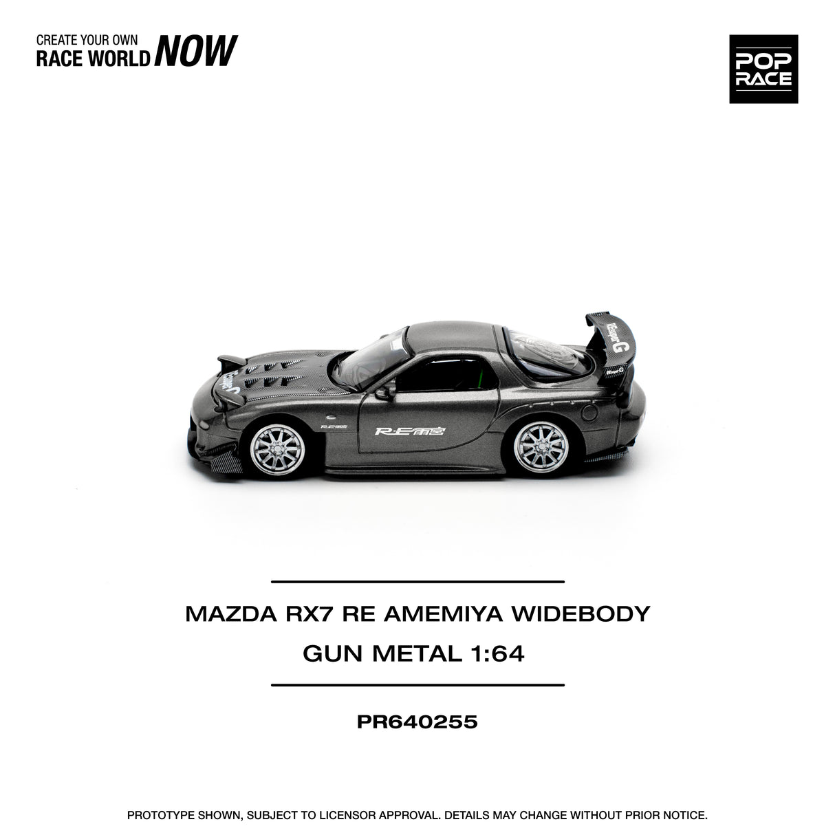*PREORDER* Pop Race 1:64 Mazda RX-7 (FD3S) RE-Amemiya in Gun Metal