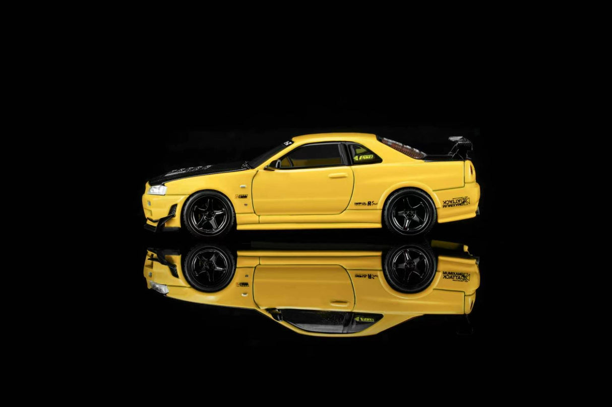 *PREORDER* MotorHelix 1:64 Nissan Skyline GT-R (R34) Customized Version in Lightning Yellow