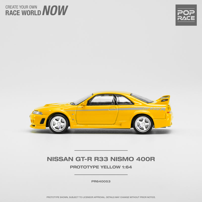 *PREORDER* Pop Race 1/64 Nissan Skyline (BNCR33) NISMO 400R in Prototype Yellow