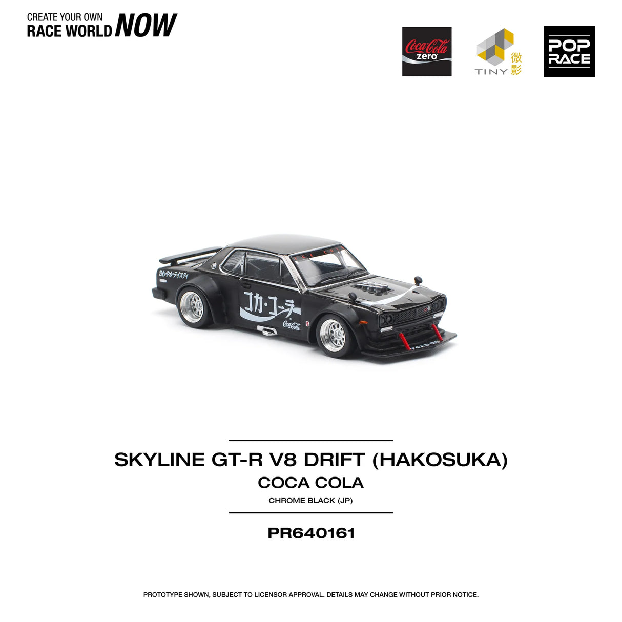 Pop Race 1:64 Nissan Skyline GT-R V8 Drift (Hakosuka) JP Coca Cola in Black