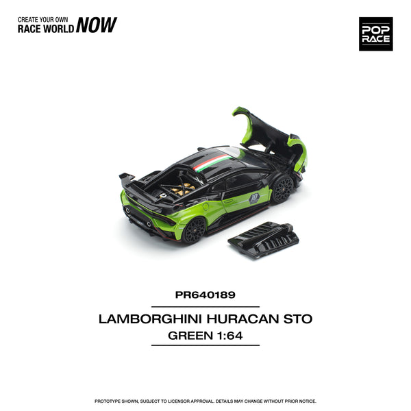 *PREORDER* Pop Race 1:64 Lamborghini Huracan STO (LP640-2) 10th Anniversary in Green & Black