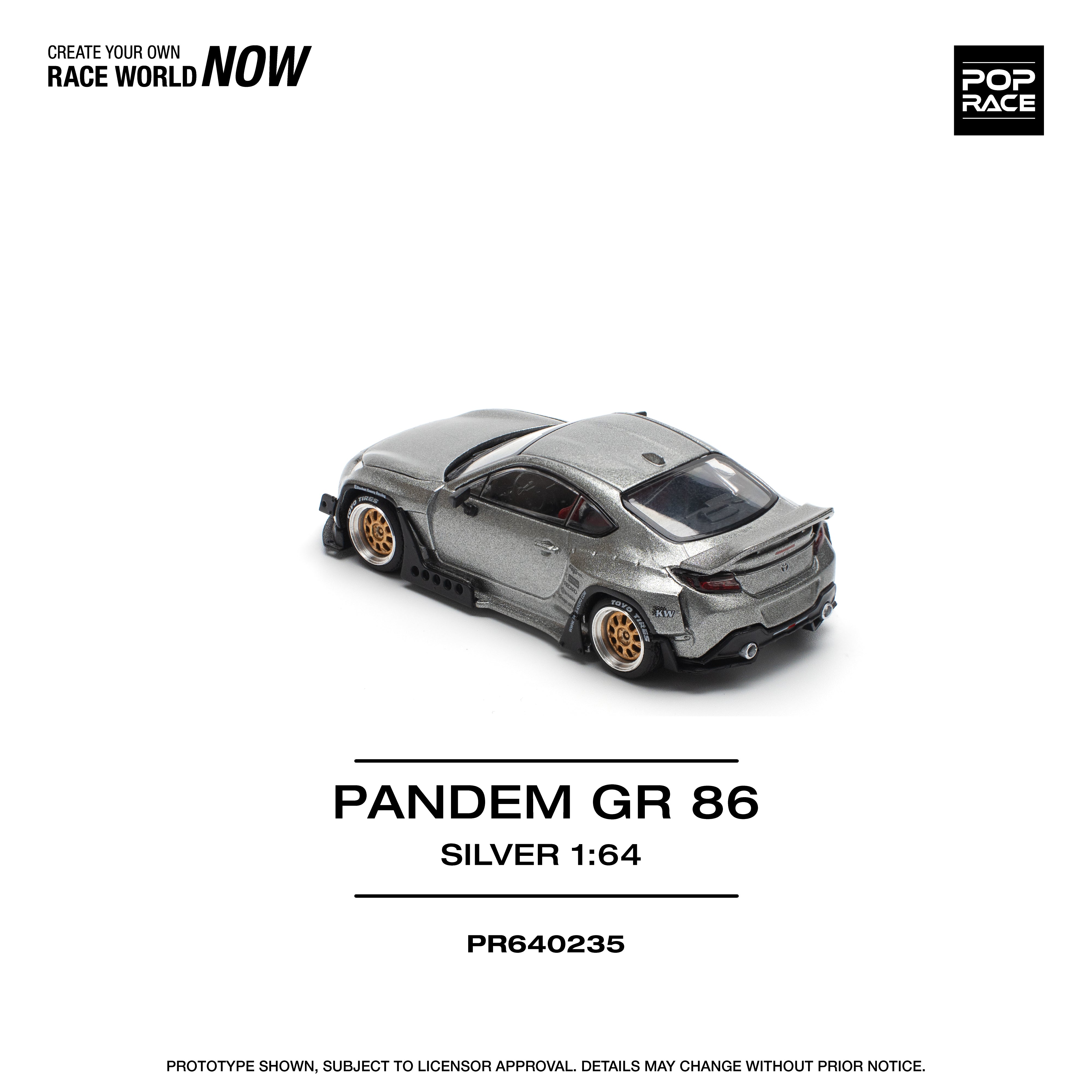 TOYOTA GR86 1/64 ミニカー 1/64 POPRACE Toyota GR 86 2022 - Halo White Diecast Car