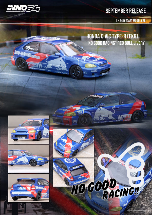 *PREORDER* INNO64 1/64 Honda Civic Type-R (EK9) "NO GOOD RACING" Red Bull Livery