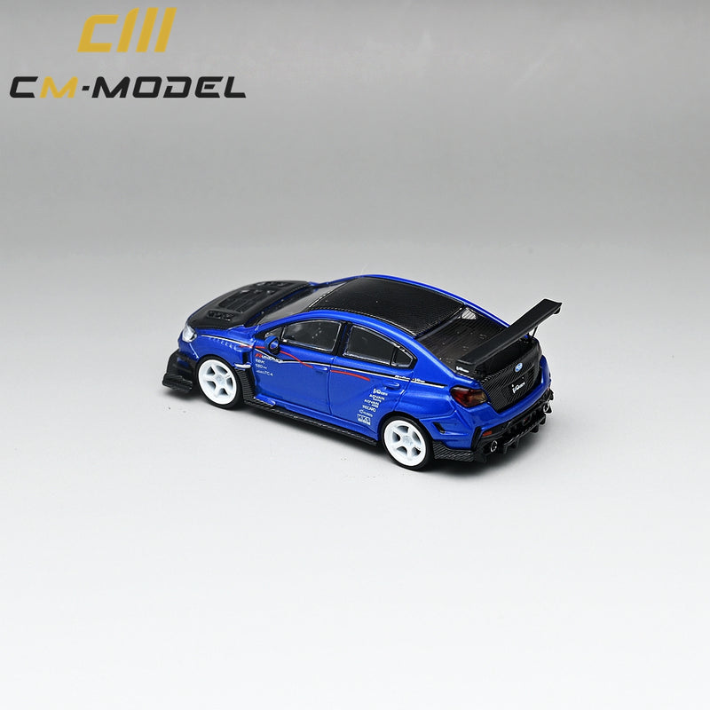 CM Model 1:64 Subaru WRX VAB Varis Edition with Carbon Bonnet in Blue