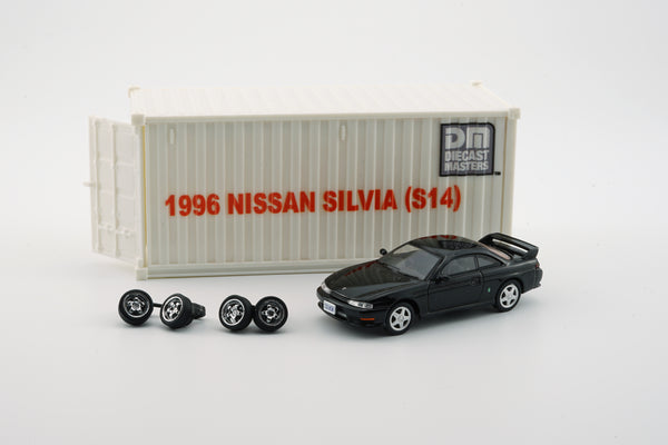 BM Creations 1:64 Nissan Silvia (S14) in Black LHD Configuration with Container