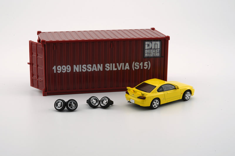 BM Creations 1:64 Nissan Silvia (S15) in Yellow RHD Configuration with Container