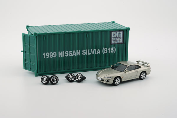 BM Creations 1:64 Nissan Silvia (S15) in Silver RHD Configuration with Container