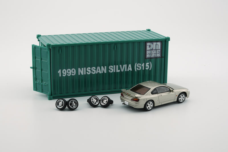 BM Creations 1:64 Nissan Silvia (S15) in Silver RHD Configuration with Container