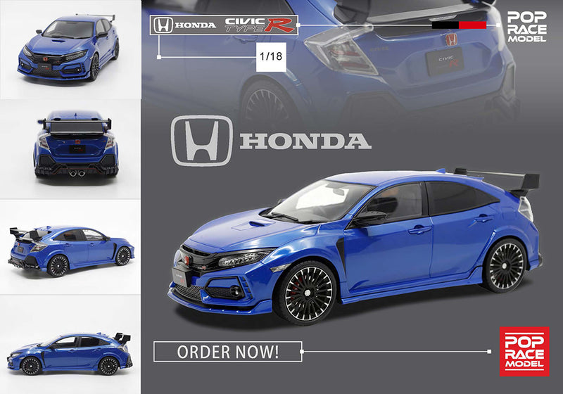 Pop Race 1/18 Honda Civic Type-R (FK8) Mugen Version in Blue