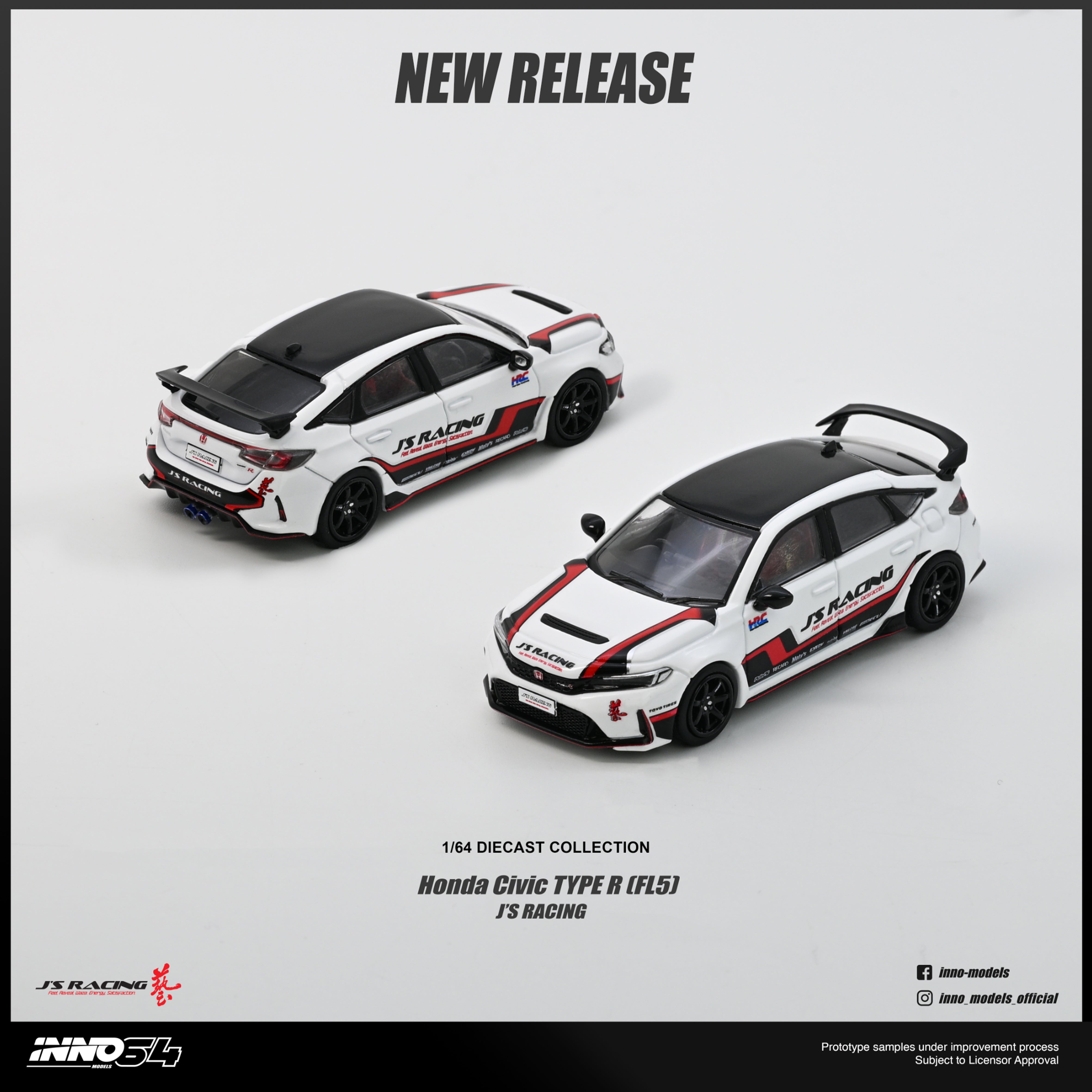 PREORDER* INNO64 1:64 Honda Civic Type-R (FL5) J's Racing in White
