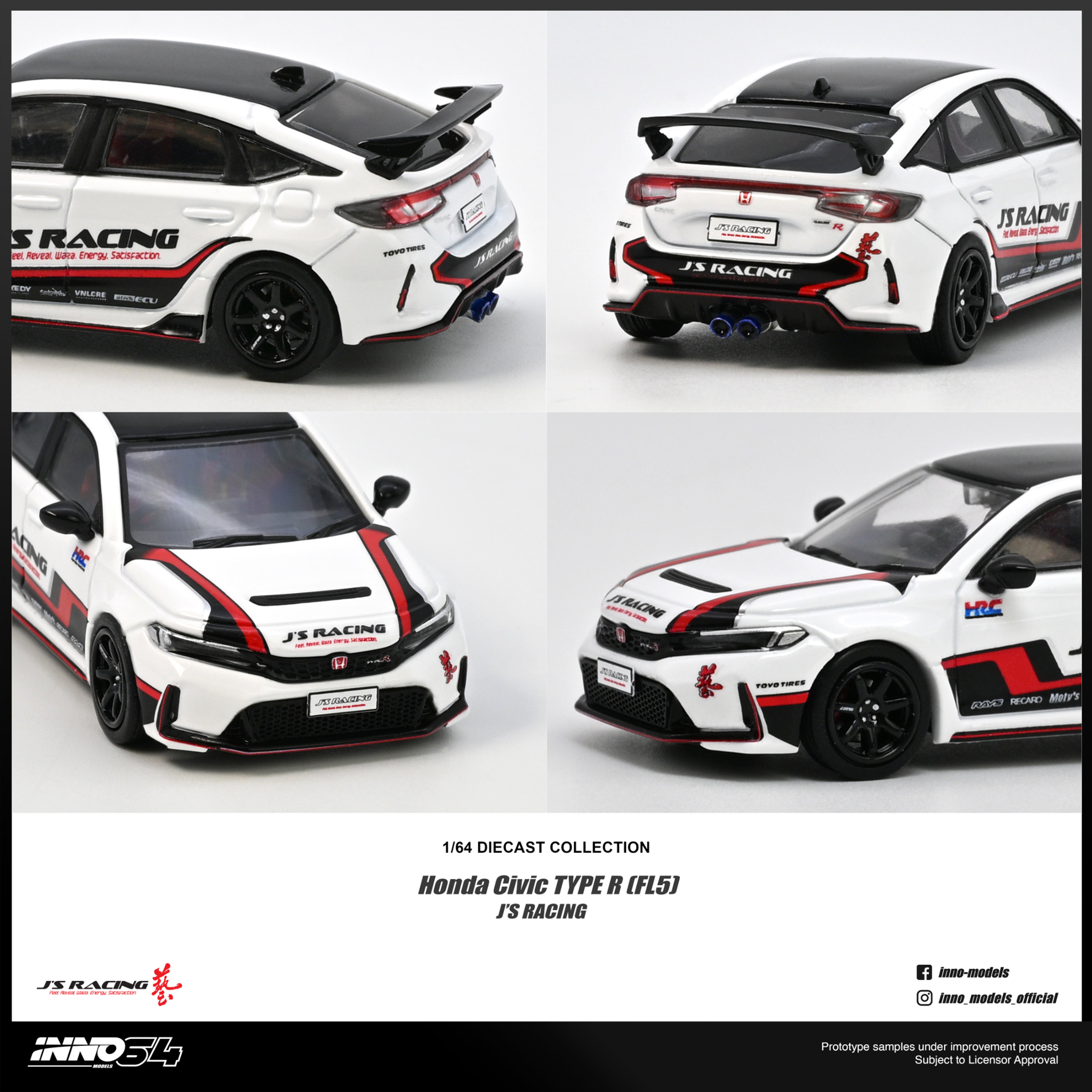 PREORDER* INNO64 1:64 Honda Civic Type-R (FL5) J's Racing in White
