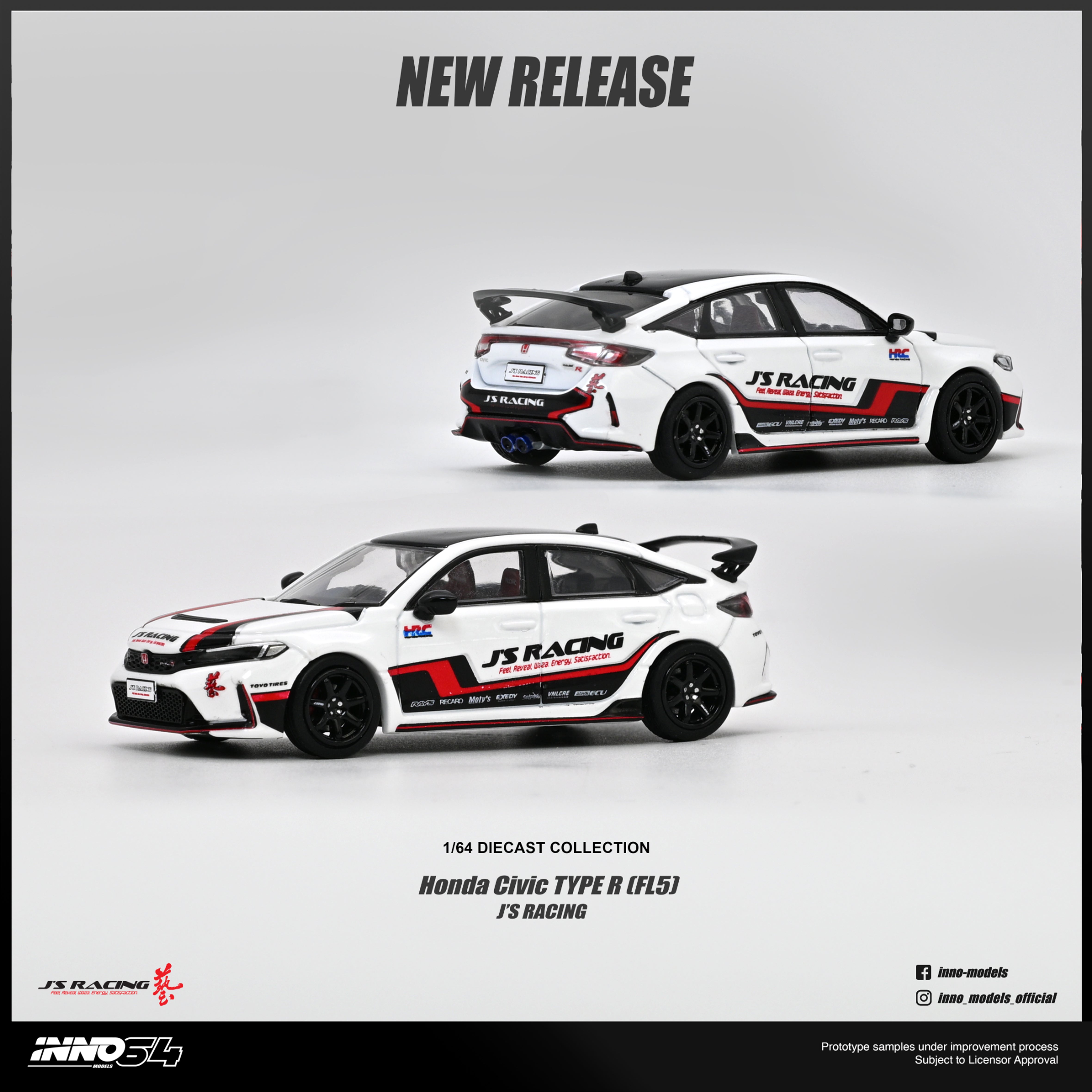 PREORDER* INNO64 1:64 Honda Civic Type-R (FL5) J's Racing in White