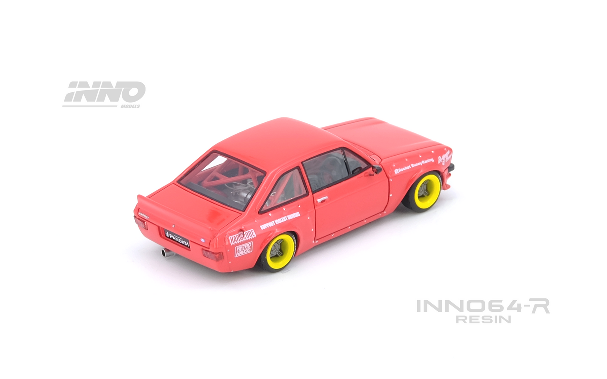 *PREORDER* INNO64 1:64 Ford Escort MK2 PANDEM "EMOTION" RETRO HAVOC in Red