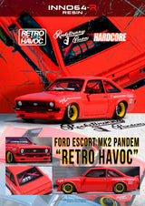 *PREORDER* INNO64 1:64 Ford Escort MK2 PANDEM "EMOTION" RETRO HAVOC in Red