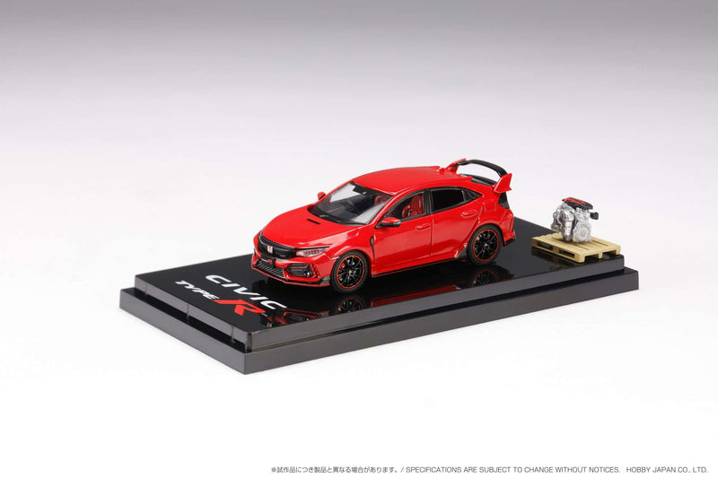 Hobby Japan 1:64 Honda Civic Type-R (FK8) 2017 with Engine Display Model in Flame Red
