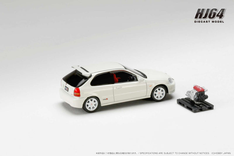Hobby Japan 1:64 Honda Civic Type-R (EK9) Early Version in Championship White with Engine Display