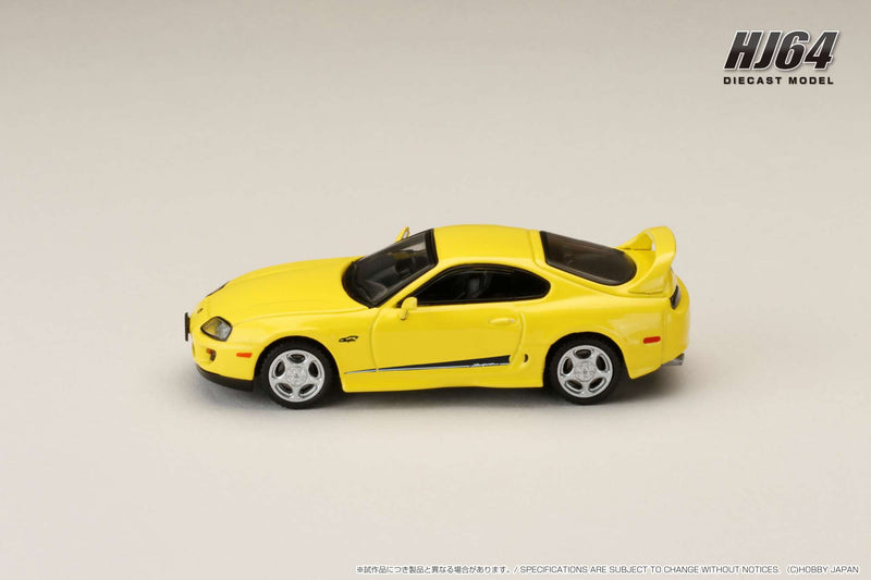 *PREORDER* Hobby Japan 1:64 Toyota SUPRA RZ (JZA80) Custom Version with Active Spoiler in Super Bright Yellow