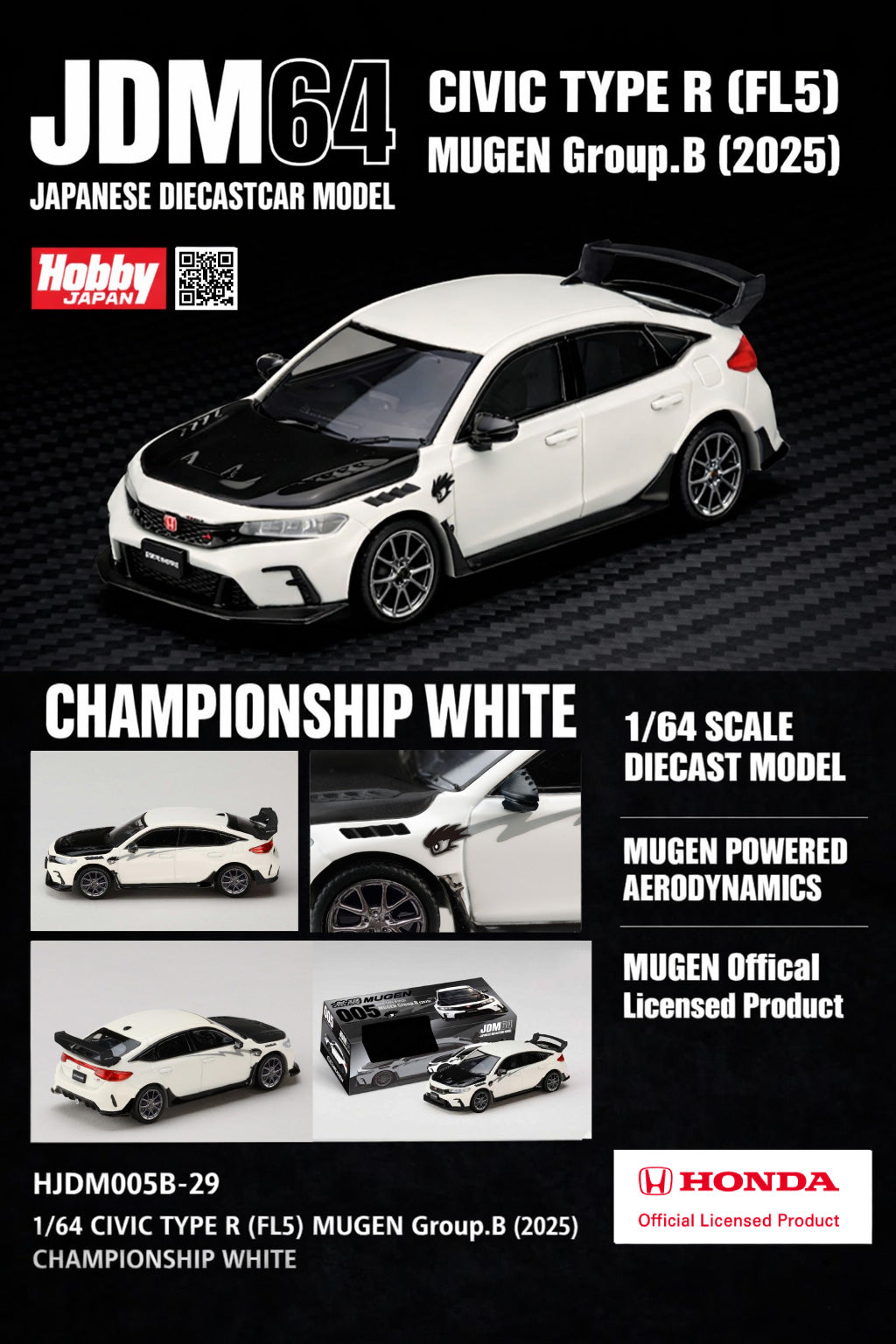 PREORDER* Hobby Japan 1:64 Honda Civic Type-R (FL5) MUGEN Group B