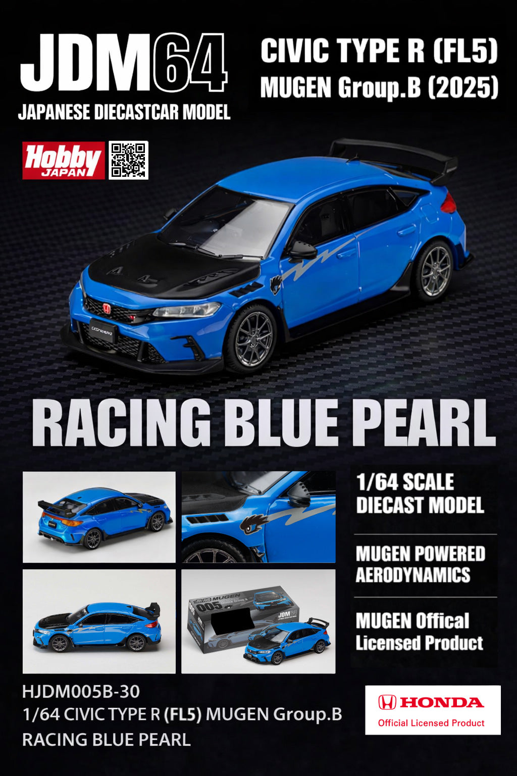 PREORDER* Hobby Japan 1:64 Honda Civic Type-R (FL5) MUGEN Group B