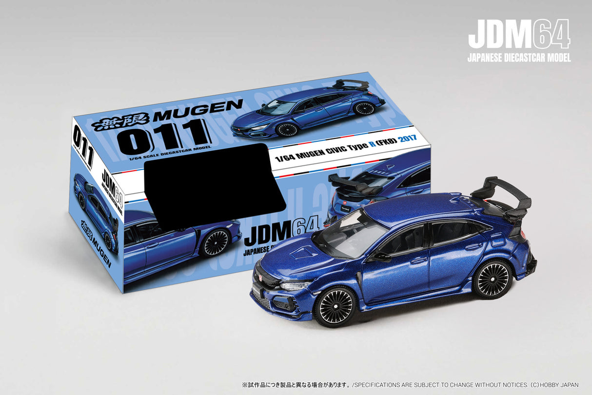 *PREORDER* Hobby Japan 1:64 Honda Civic Type-R (FK8) MUGEN in Racing Blue Pearl